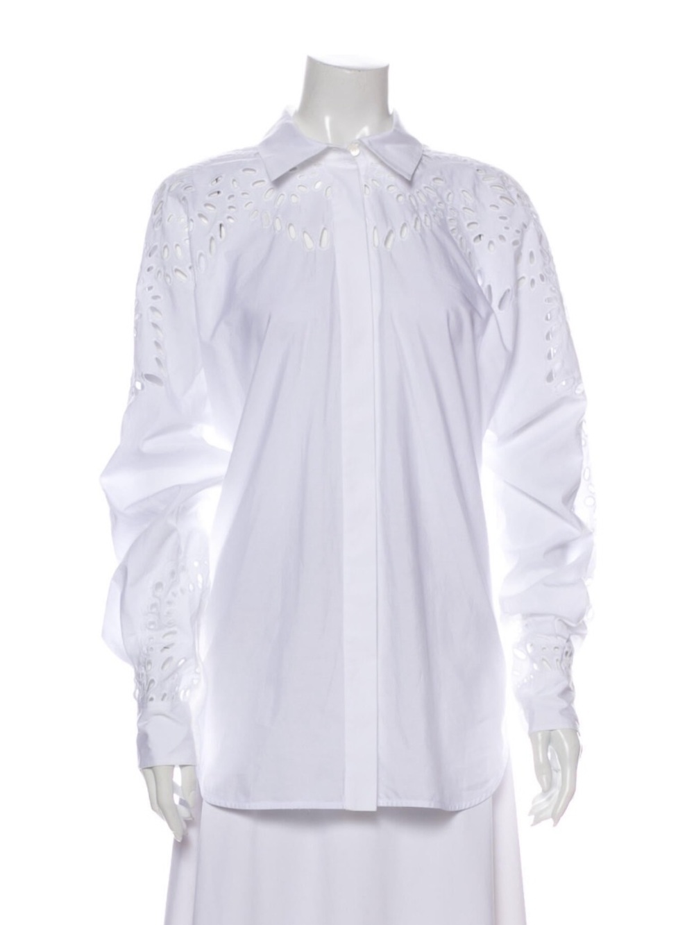 Victoria Beckham White Eyelet-Trim Button-Down Shirt